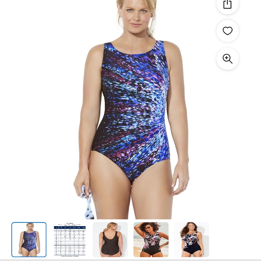 Swimsuits for All “Starburst” High Neck Tummy Control Swimsuit Size 18